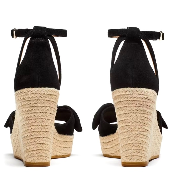 Kate Spade Tianna Espadrille Wedges Black Suede Leather Platform Sandal Pump 9.5 - Picture 4 of 16